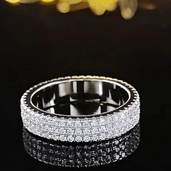 FULL ETERNITY 925 STERLING SILVER DIAMOND ENGAGEMENT RING, CUTE RING, SHINY RING - Picture 4 of 5